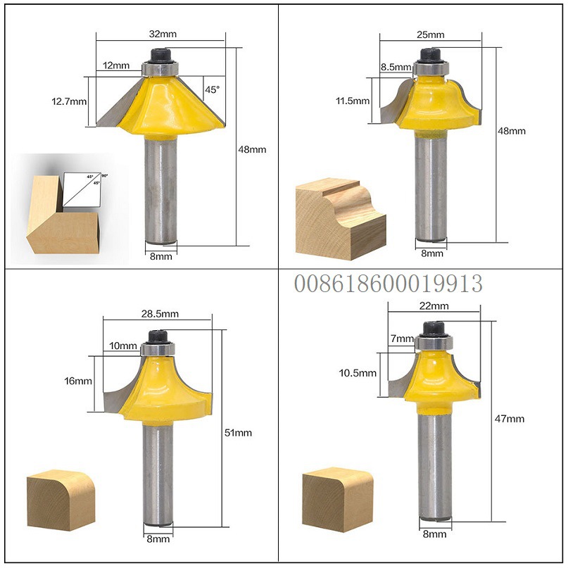 1/4柄1/2柄6柄8柄12件套木工铣刀套装 12PCS ROUTER BIT SET详情2