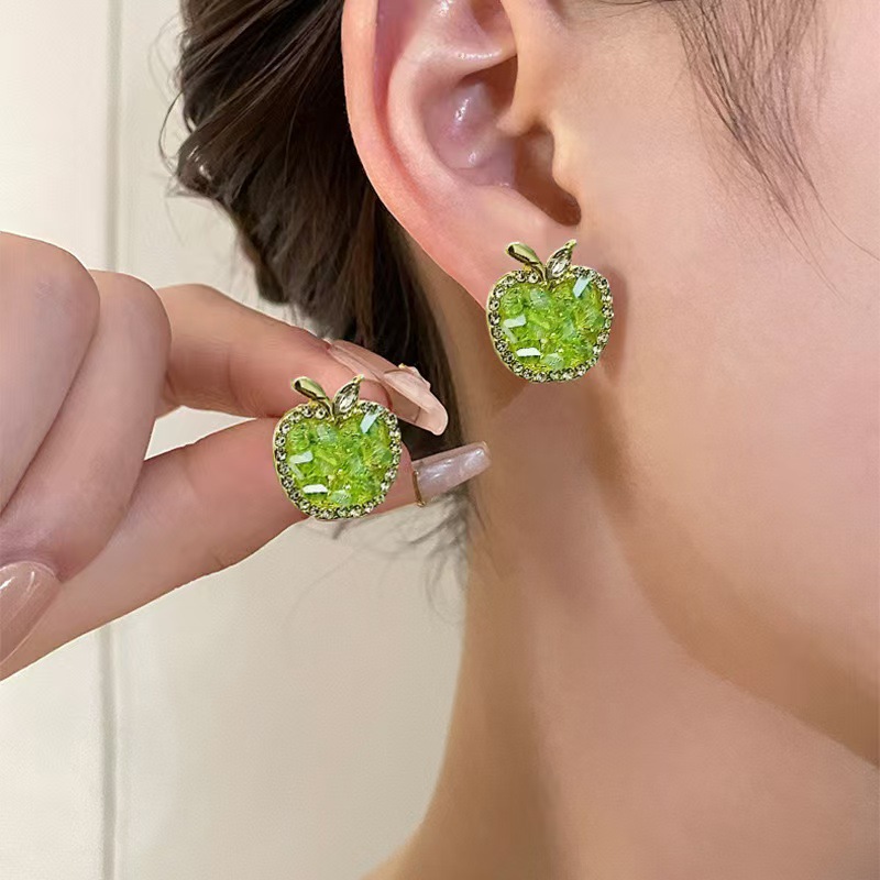 Alloy Ear Needle Material Ear Studs Classification 1 Pair Vacation Simple Style Apple Alloy Ear Studs