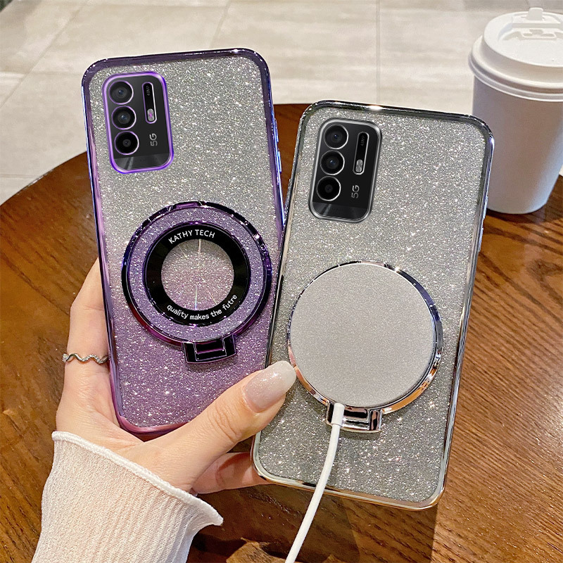 Suitable for Oppo A5X/A3/F27Pro Glitter Electroplated Case A72/A55/F11Pro Magnetic Glitter Stand