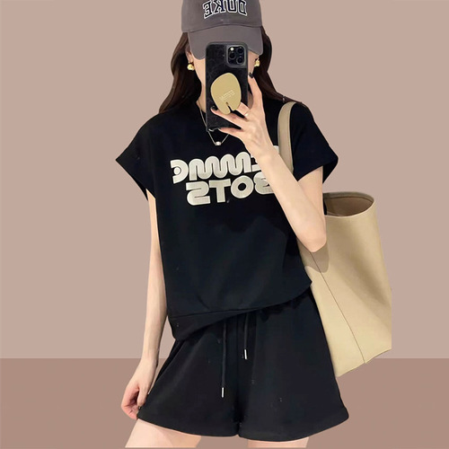 2025 Summer Women's Sports Set Casual Fashion Two-Piece Short-Sleeve Shorts