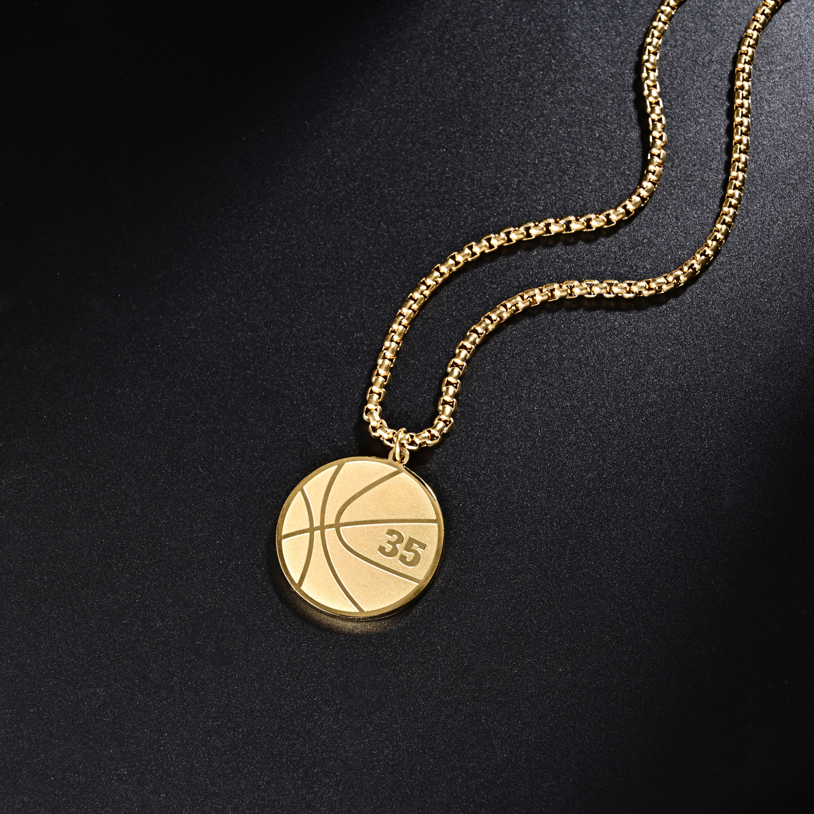 Hip-Hop Number Basketball Titanium Steel Metal Pendant Necklace_colorza_3