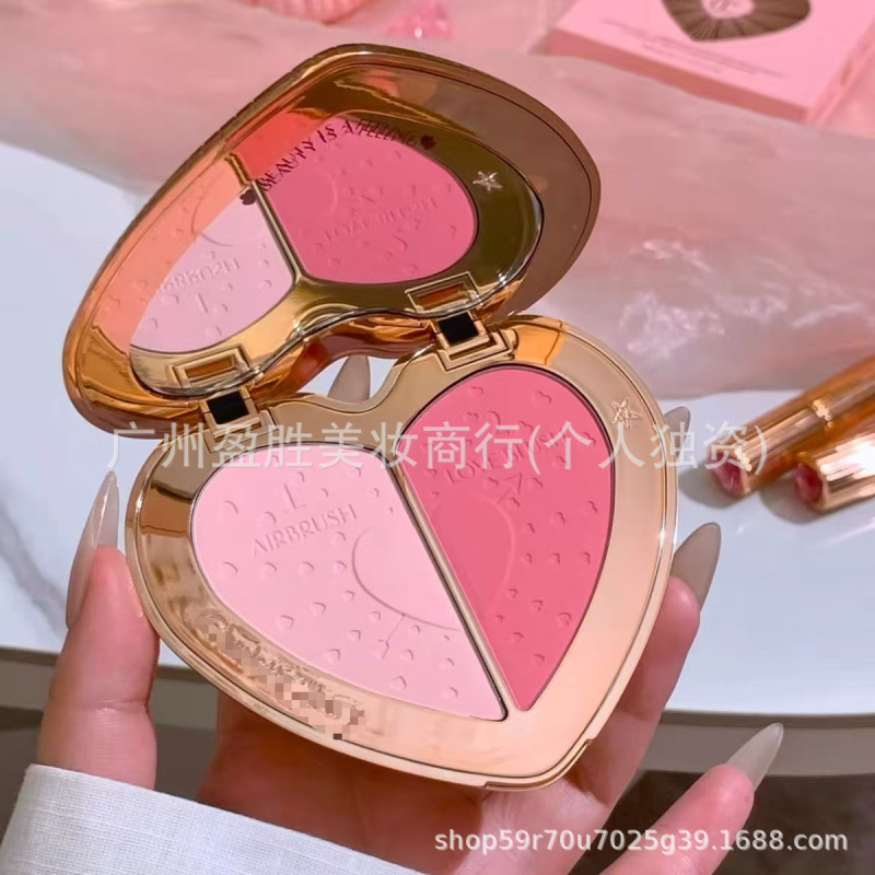 跨境爆款 C/T新品双色爱心腮红盘！PINK#蔷薇粉，PEACH#豆沙红|undefined
