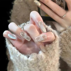 【上春山】手工穿戴甲超顯白光療穿戴甲蝴蝶穿戴甲可拆卸工廠批發