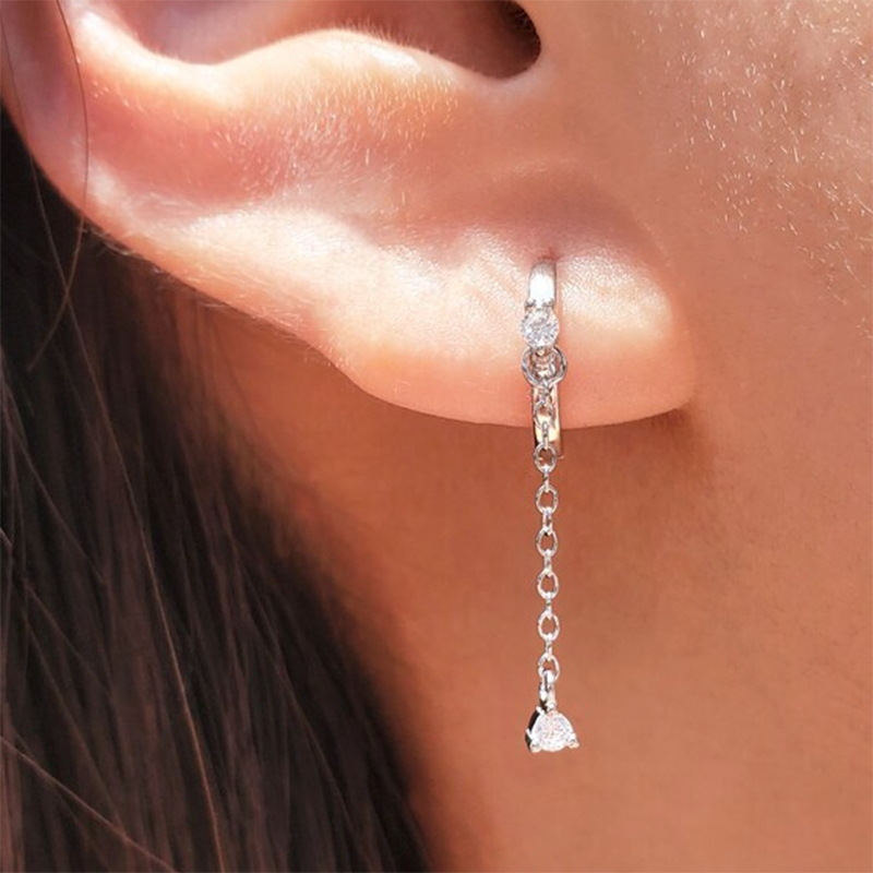 Simple Style Geometric Copper Drop Earrings Plating Zircon Copper Earrings