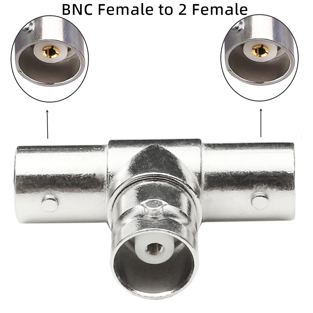 BNC三通头BNC转接头监控设备连接母头1分2视频头T字形3通 BNC母孔