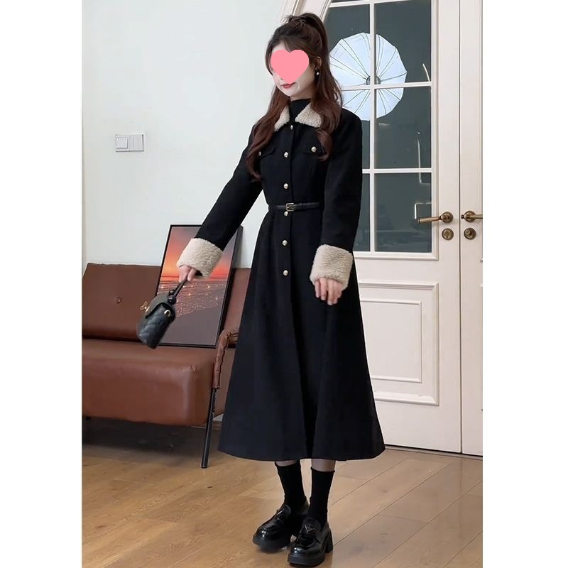 Chanel-Style Color-Block Lapel Thickened Coat and Skirt New Waist-Cinching Short Coat Elegant Women's Top