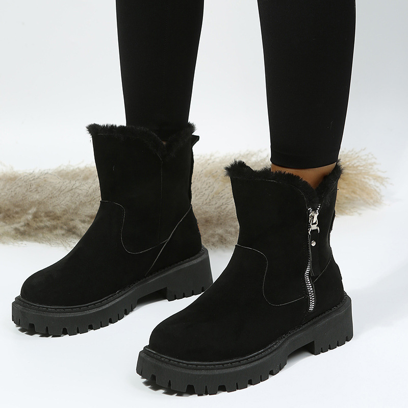 Snowboots dames suède korte winterlaarzen met bontvoering_voghion.com