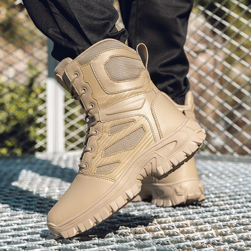 2024 transfronterizos botas militares de alto tamaño para hombres al aire libre botas de montaña tácticas botas de combate del desierto una herramienta de cabello