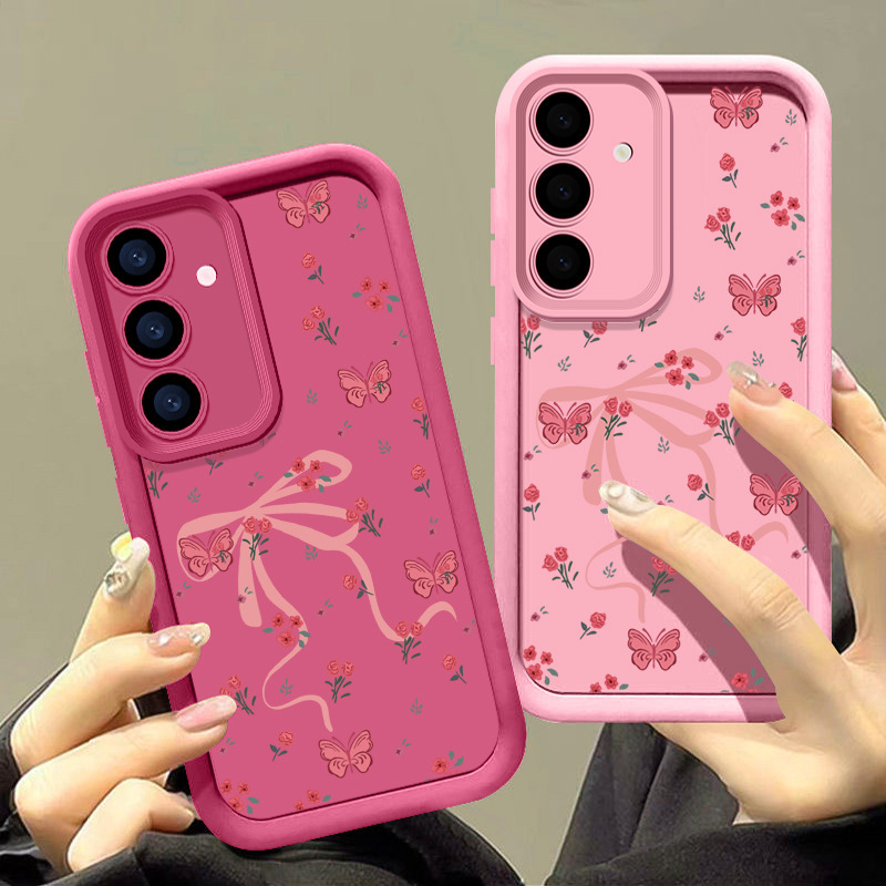 Samsung S25ULTRA 塗装されたリボン携帯電話ケース S24 フルスクリーンバタフライ A56 スカイアイラダーフルカバーに適しています。|undefined