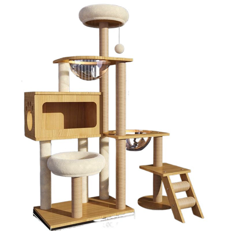 Cat climbing frame, universal four‑season multi‑level tower with hammock, condo and scratching posts
