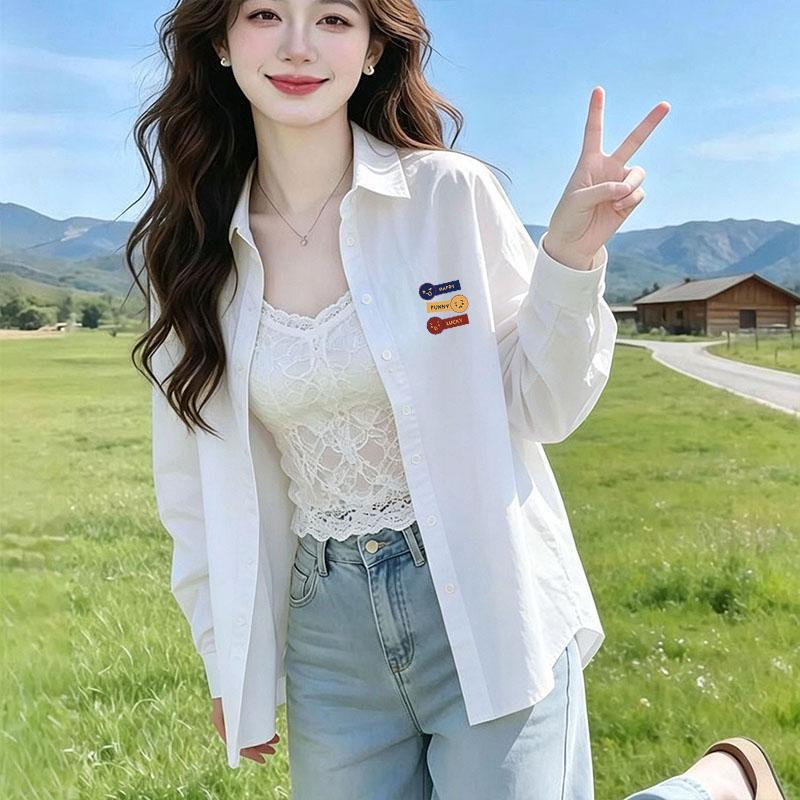 Spring and Autumn Long-Sleeve Stylish Versatile 2026 New Polo Collar Chic Sun-Protection Plus-Size Age-Reducing Women's Shirt Thin Jacket Spring and Autumn Long-Sleeve Stylish Versatile 2026 New Polo Collar Chic Sun-Protection Plus-Size Age-Reducing Women's Shirt Thin Jacket