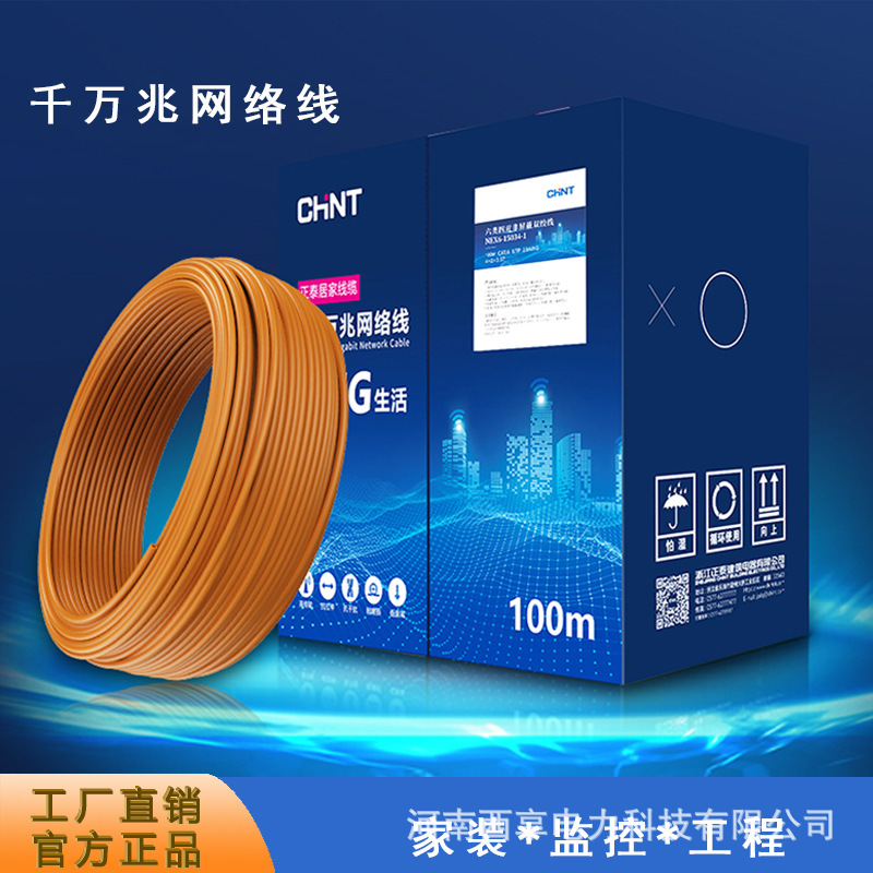 Chint Category 6 Copper Flexible Nex6 Series Four-Pair Twisted Pair Computer Gigabit Network Cable 100m Hot-Selling Model
