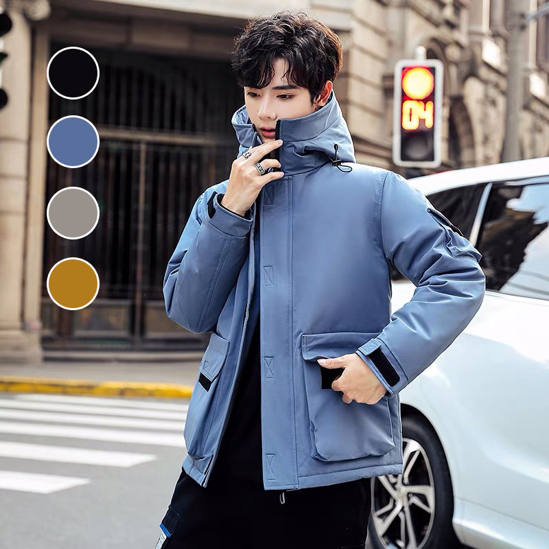 2025 New Men's down Jacket Youth Warm Hooded Jacket Japanese Style Trendy Workwear Top Men's Casual White 2025 New Men's down Jacket Youth Warm Hooded Jacket Japanese Style Trendy Workwear Top Men's Casual White