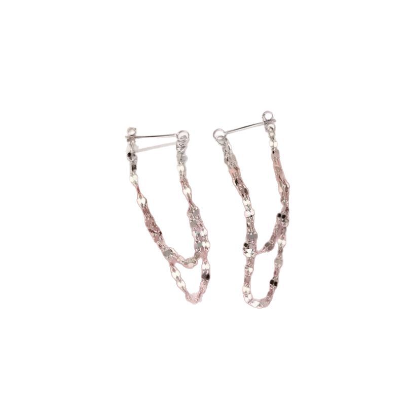 Pendientes de cadena de doble capa minimalistas de venta caliente, todos los partidos, pendientes de doble uso delanteros y traseros de longitud media, pendientes de nicho para mujer image 6