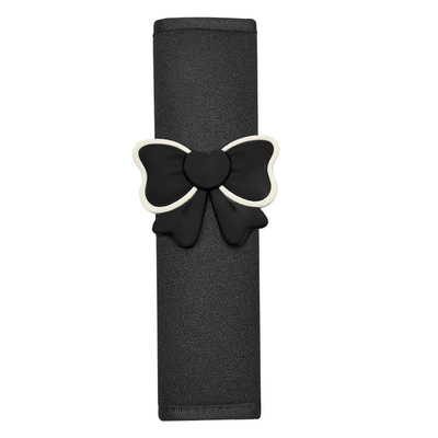 Suitable for Pregnant Women Driving, Anti-Belly-Strangling Car Seatbelt, Pregnancy Car Seatbelt, Extended Belly Support, Bow-Tie Seatbelt Fixation (Car seat belt) - black-bow-with-white-edge-shoulder-pads