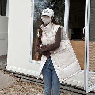 Dongdaemun long vest women's 2024 autumn and winter new Korean fashion ins down cotton vest coat