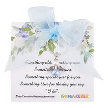 天使翅膀挂件五角星爱心吊坠新娘礼物花束挂件蓝色珍珠翅膀挂件