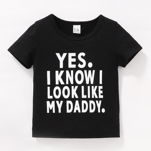 Children's Summer Quick-Dry T-Shirt for Boys and Girls, with European and American Style Alphabet Print, Trendy and Parent-Child Fashion.