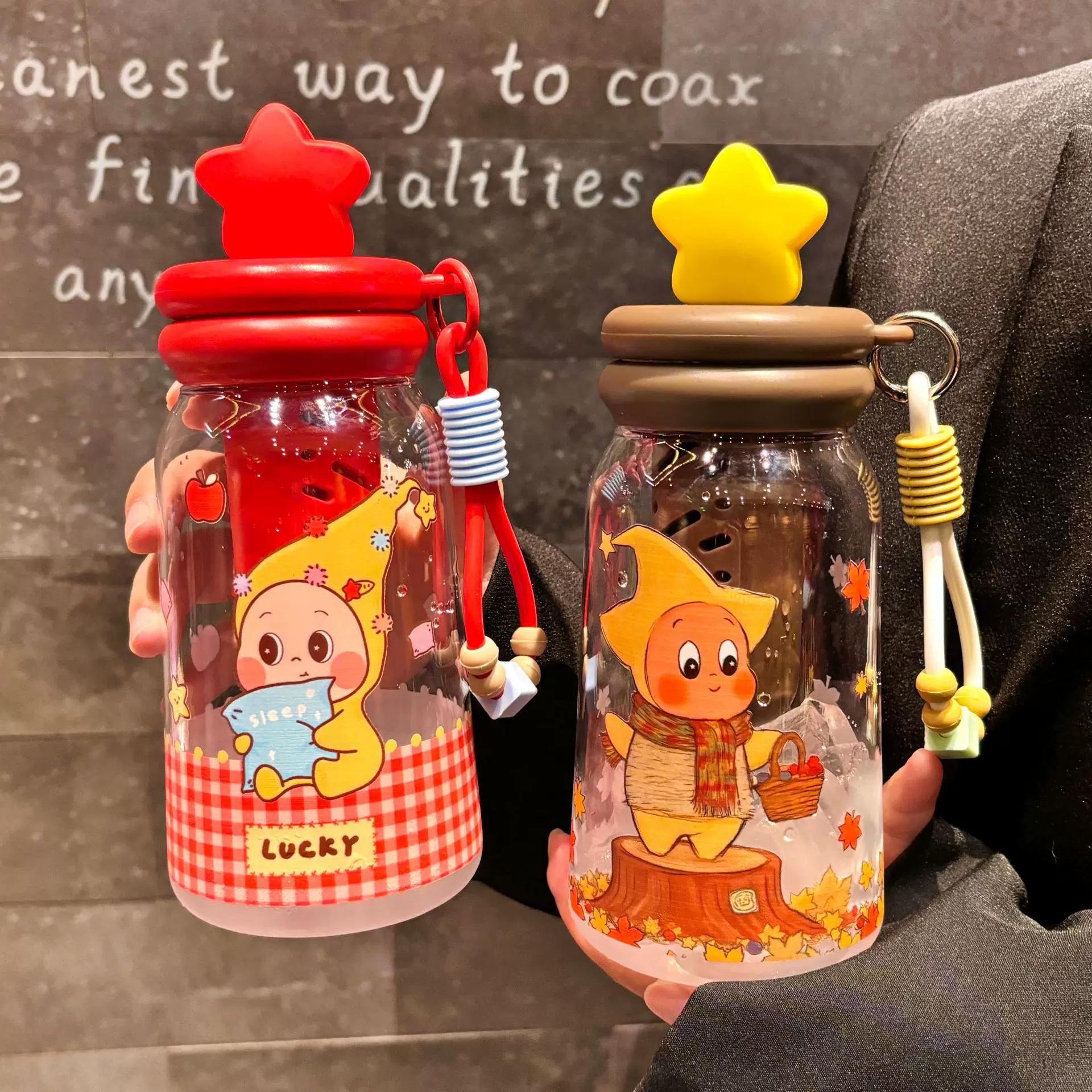 新款星星塑料杯tritan材质耐高温水杯女生高颜值学生便携吸管杯子