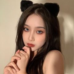 Korean cute cat ear headband for women, face-washing fluffy hair clip, simple and ultra-cute girl heart hair accessory, headband with hair tie
