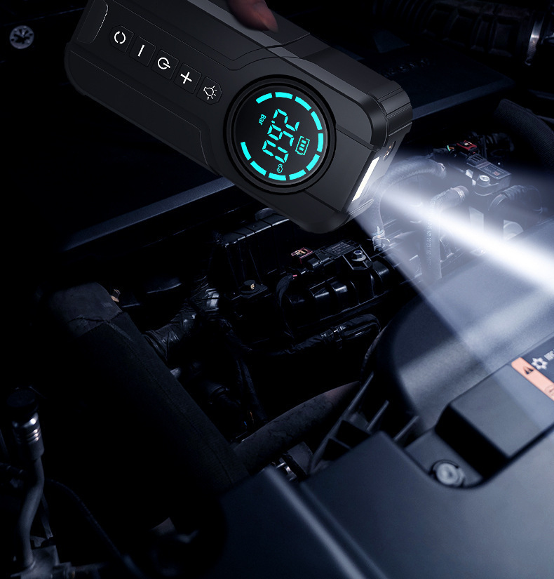 Car Air Pump, Wireless Portable Car Power Bank, Tire Inflator, Emergency Jump Starter, Cross-Border
