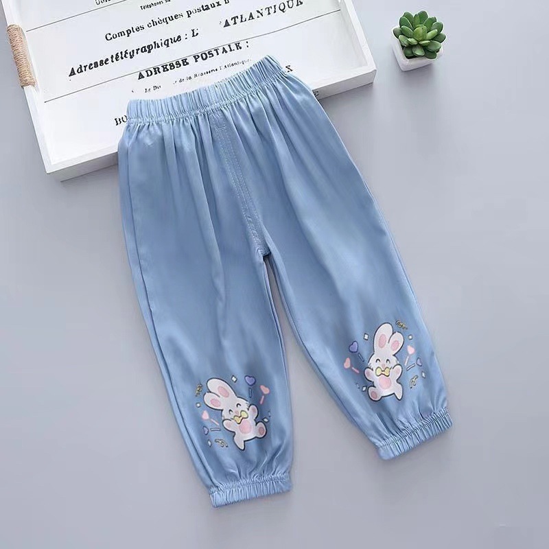 ジーンズ、レディースパンツ、夏用薄手パンツ、女の子ベビー防蚊パンツ、夏用オリンピックアイスシルクコットン子供服|undefined