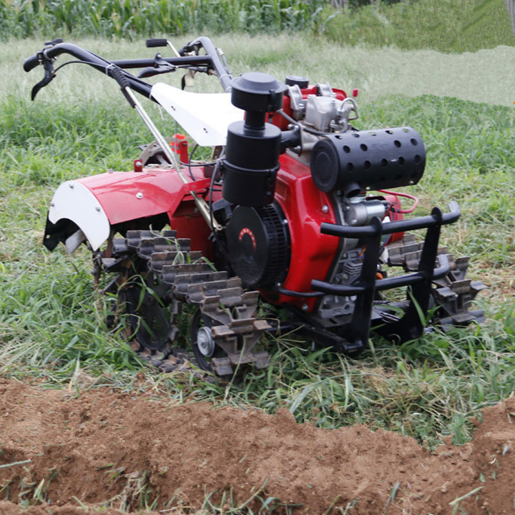 新款链轨履带微耕机 旋转调节手扶四驱微耕机 田园开沟培土松土机