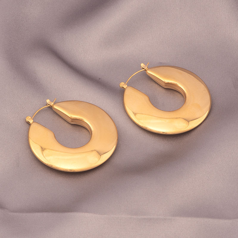 1 Paire Exagéré Forme En U Placage Acier Au Titane Plaqué Or 18k Des Boucles D'oreilles display picture 1