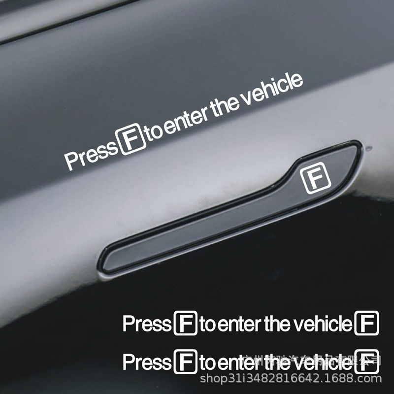 Press F-Key Pressf to Enter the Vehicle Car Stickers Creative Car Decoration Stickers Call of Duty Game Door Handle Stickers