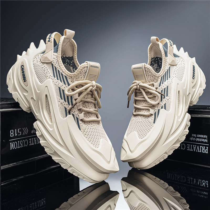 Men's Shoes Summer 2026 New Casual Mesh Shoes Breathable Mecha Student Non-Slip Thick-Soled Running Sports Sock Shoes