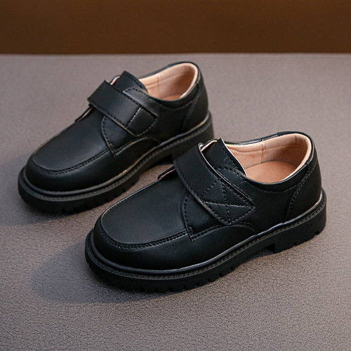 Spring and Autumn New Boys' Leather Shoes Black British Style Primary School Performance Shoes Children's Shoes Girls Performance Shoes for Middle and Large Children