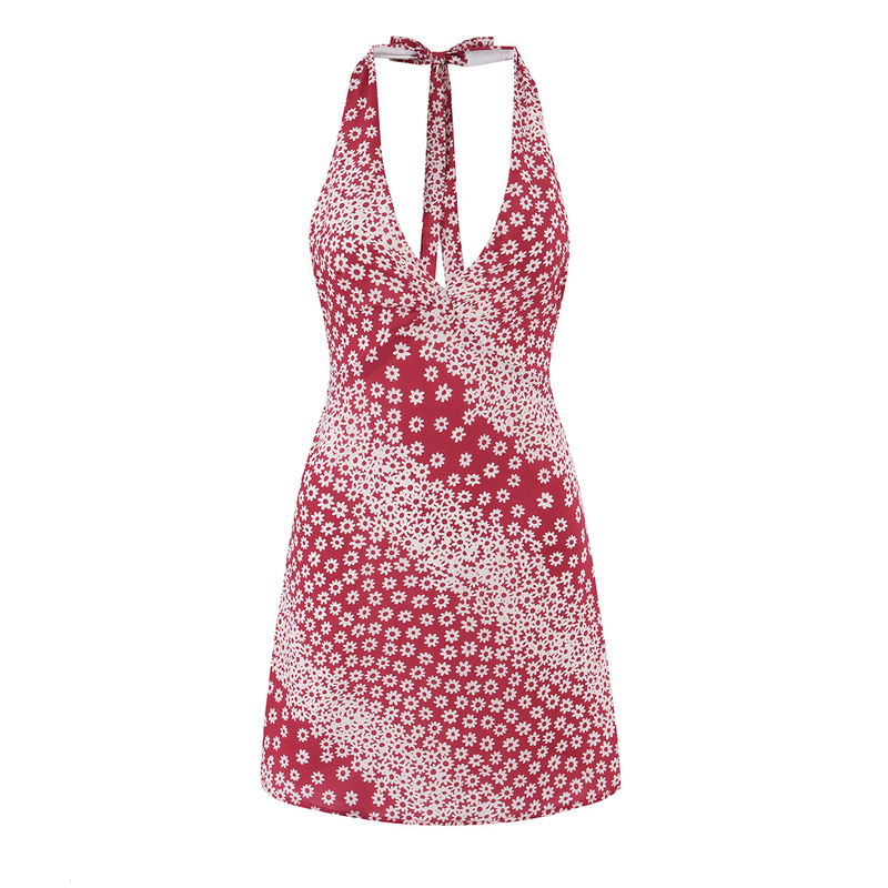 2026 Summer New Style French Slim-Fit Halterneck Dress Hot Girl Style Side Zipper Print Sexy Backless Strapless Dress 2026 Summer New Style French Slim-Fit Halterneck Dress Hot Girl Style Side Zipper Print Sexy Backless Strapless Dress