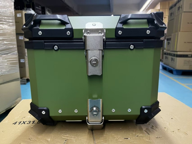 36L45L motocicleta verde retro liberación rápida aleación de aluminio verde caja trasera scooter equipaje coche eléctrico caja trasera