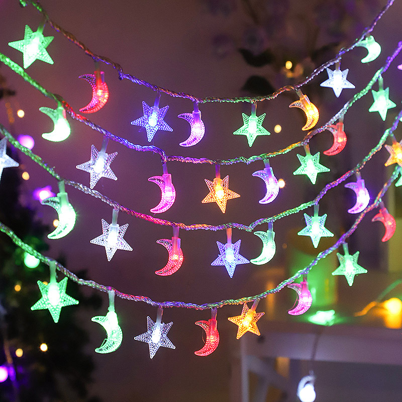 Lámpara solar LED Lámpara de estrella de cadena Lámpara de estrella ins Lámpara de color pequeña Lámpara de decoración de vacaciones de Navidad Lámpara de ambiente de campamento impermeable al aire libre