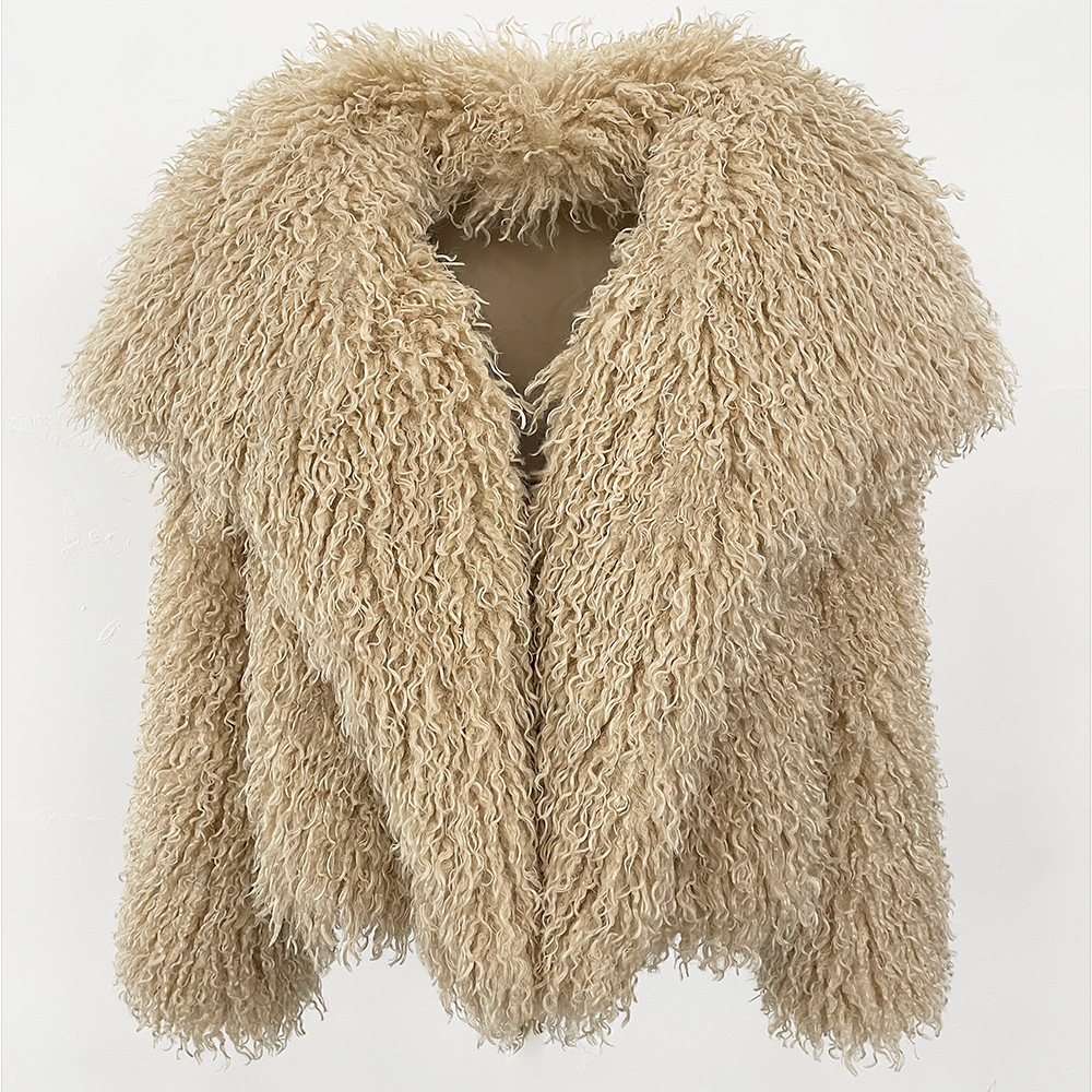 Dameskleding Korte jas Imitatie strandjas met imitatiebont Korte jas Modieuze imitatiebontkraag Winterkleding Elegante casual stijl_voghion.com