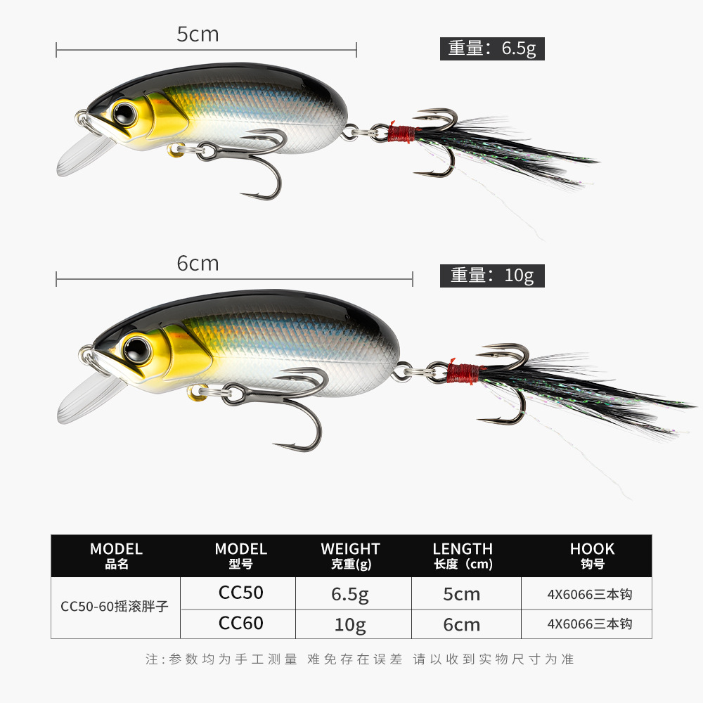 Luya bait CC5060 Minnow micro rock small fat slow sinking long-range fake bait wholesale military fish bass mandarin fish 2