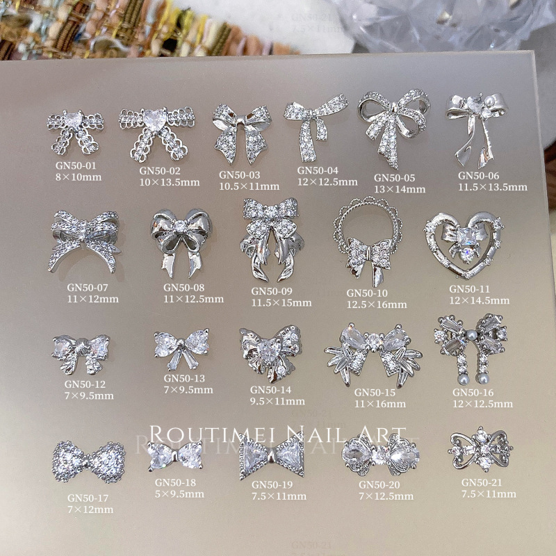 New Nail Art Bowknot Zircon High-End Popular Versatile Nail Decoration Hollow Ribbon Bowknot Heart-Shaped Rhinestone Ornament New Nail Art Bowknot Zircon High-End Popular Versatile Nail Decoration Hollow Ribbon Bowknot Heart-Shaped Rhinestone Ornament