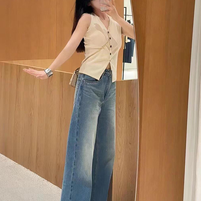 ED2024 Autumn New Suit Style Elegant High-end All-match Slim-fit V-neck Knitted Cardigan Vest Top for Women