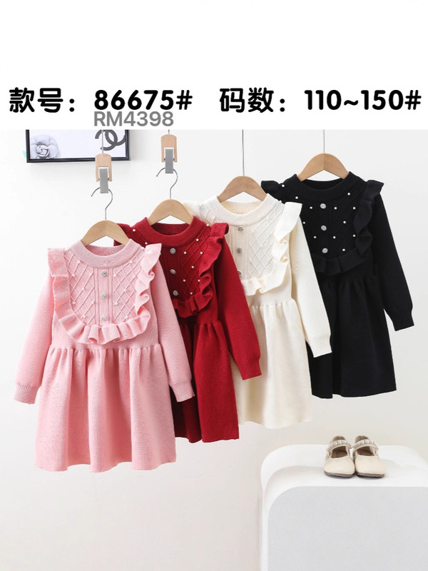 女の子ニットドレス 2025 秋と冬の新しいドレススカート中大子供の小さな香りプリンセスセータードレス卸売|undefined
