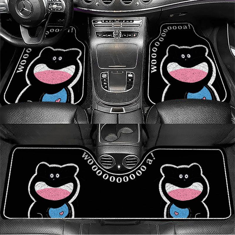 Cute cartoon simple silk loop car floor mats, can be cut to size, non-slip, mud-resistant, universal car interior mats, easy to maintain