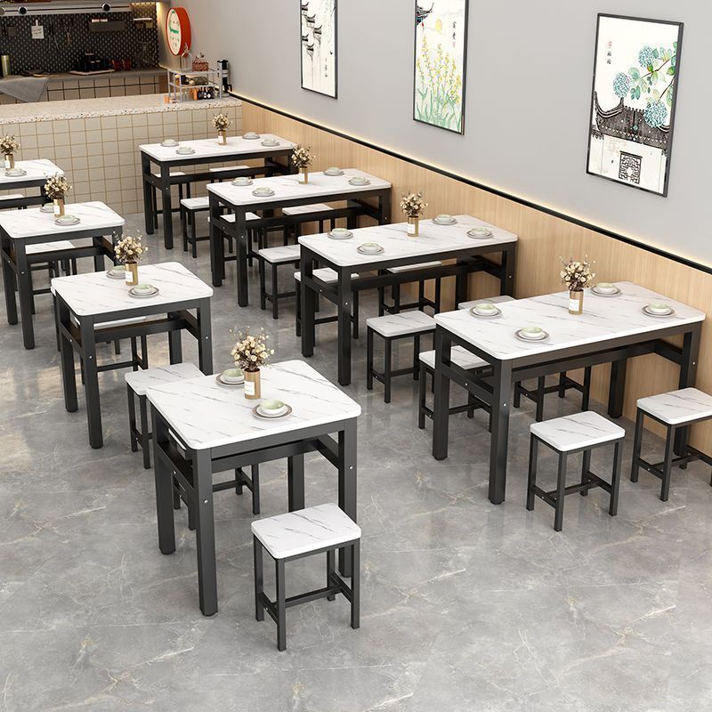 New Simple Thickened Barbecue Dining Table and Chairs Rectangular Combination Set Restaurant Snack Canteen Fast Food Restaurant Table and Chairs
