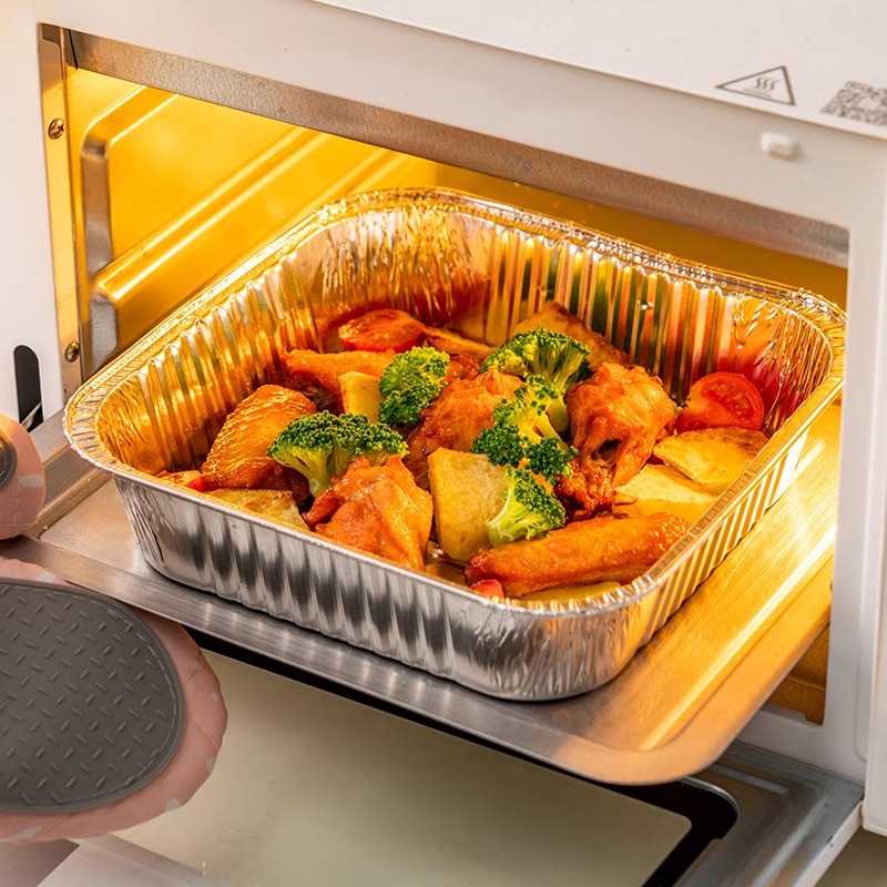 ✅Air Fryer Paper Tin Paper Bowl Tin Paper Plate Thickened Aluminum Foil Oven Household Food Grade Barbecue Paper Pad Oil