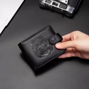 Мужской кошелёк короткий винтажный с отделениями для карт и мелочи