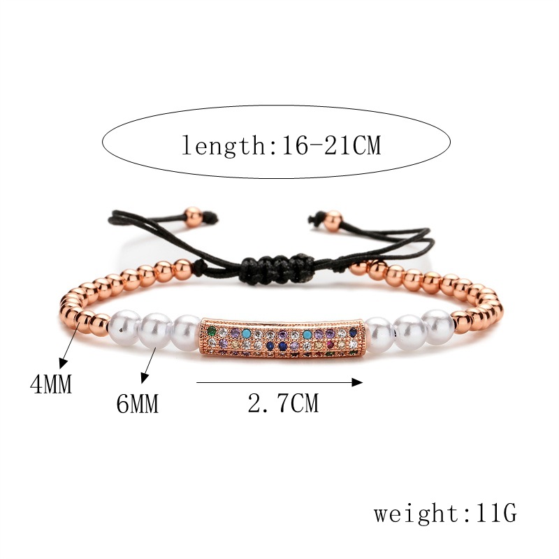 Simple Style Palm Eye Copper Pearl Inlay Zircon Bracelets 1 Piece