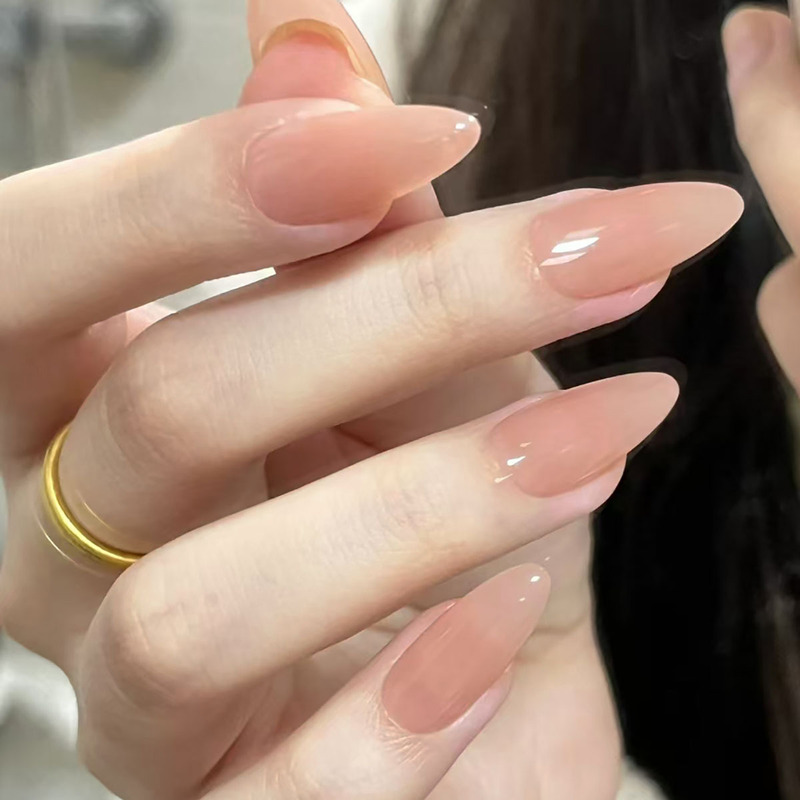 Sub-code nail nude almond nail burst flash white wearing nail detachable wearing nail patch factory wholesale Sub-code nail nude almond nail burst flash white wearing nail detachable wearing nail patch factory wholesale