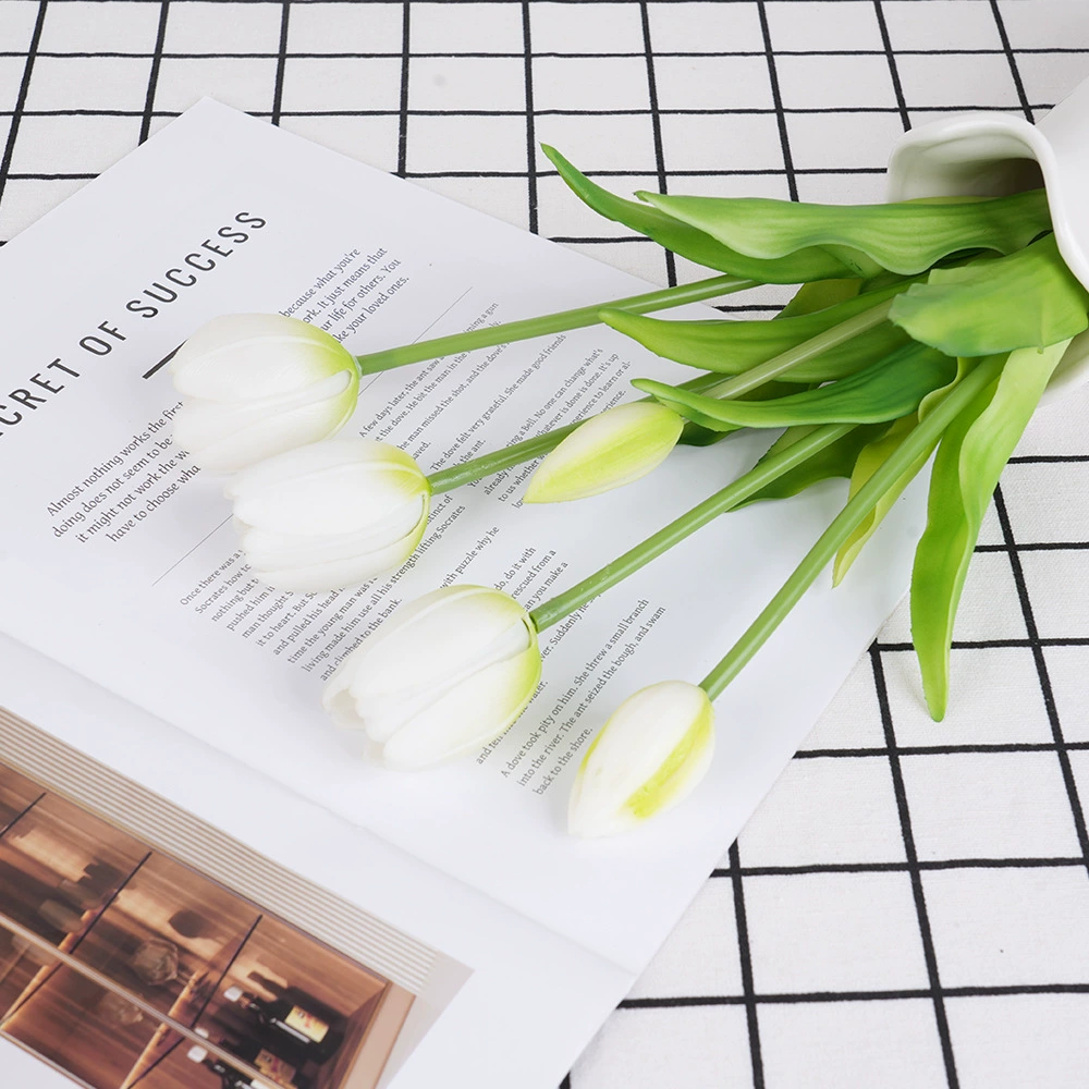 Simulation soft glue 5 head tulip high -level sensor decorative flower artificial PU latex moisturizing feel tulips