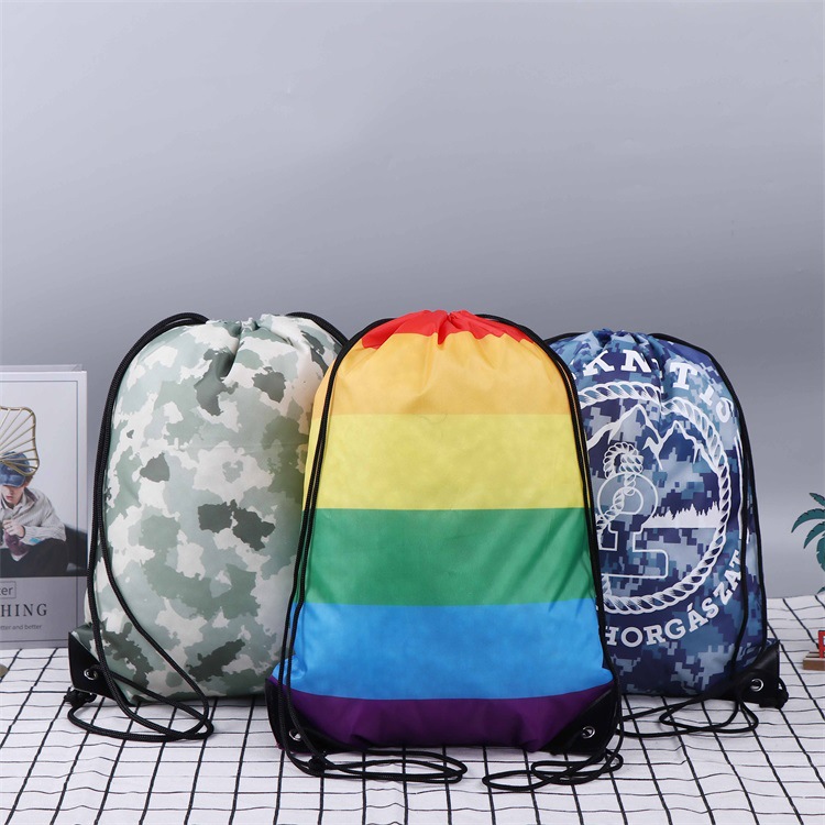 男女户外旅行折叠背包 防水运动双肩抽绳袋 涤纶布抽绳袋定logo