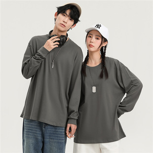 220g Pure Cotton Threaded Long-Sleeved Combed Cotton Custom T-Shirt Men's and Women's Trendy Pullover Graduation Party Class Uniform Printed Logo