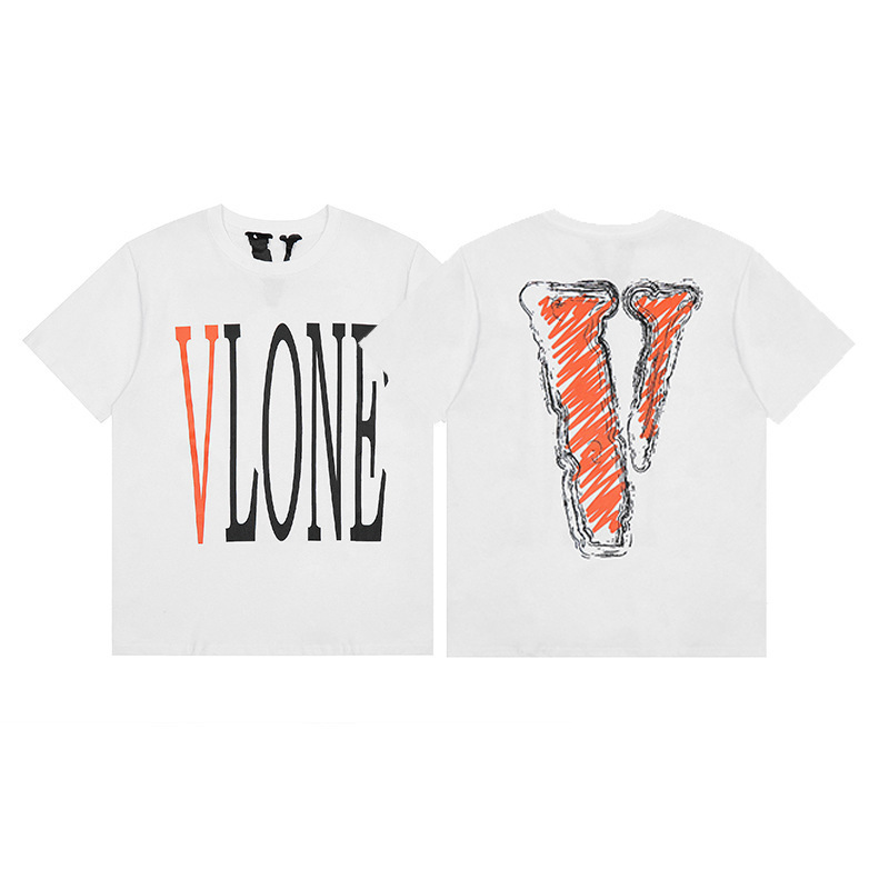 外単VLONE FOG潮牌大v字母Logo桜半袖スケッチ刺繍唇印落書きプリントtシャツ|undefined
