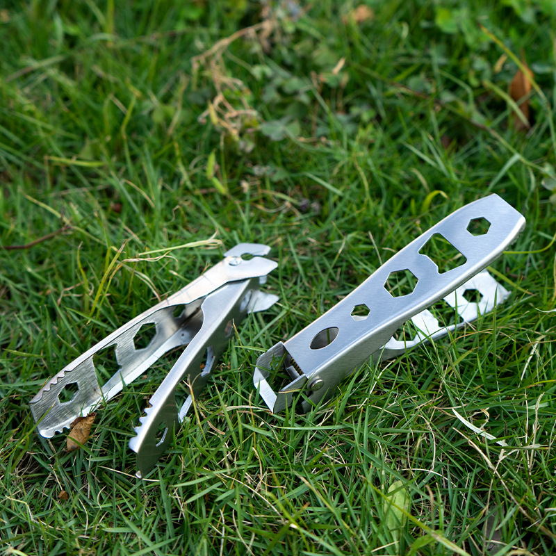 Outdoor multifunctional pot clip picnic barbecue stainless steel barbecue clip bottle opener food clip kitchen tool pot handle